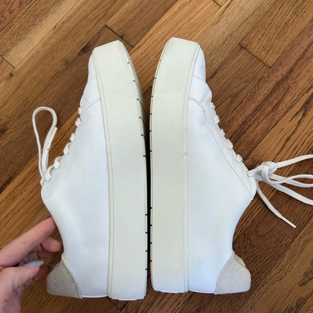 Vince Benfield Leather Platform White Sneaker Size 8 - Picture 8 of 9